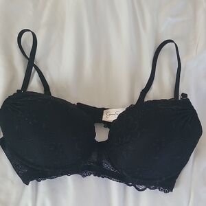 Jessica Simpson Black Demi-Cup Bra with Lace Trim